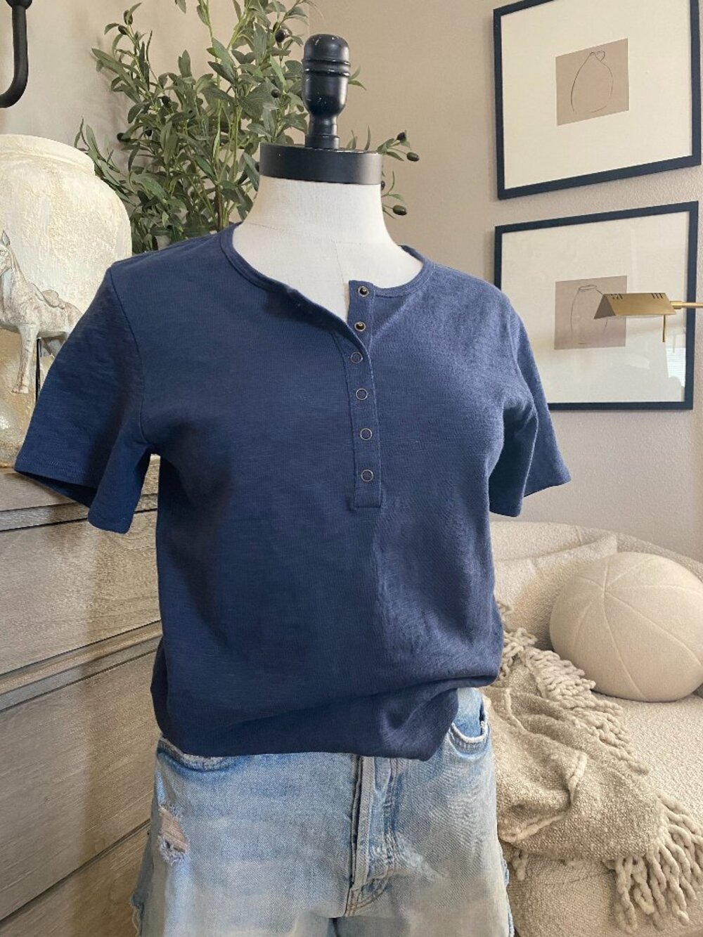 Tecovas NWOT | Cotton Slub Henley Tee in Navy